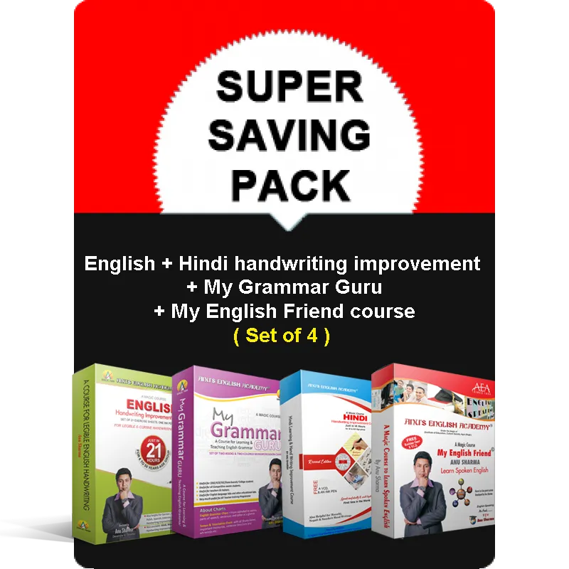 Super Saving Pack (English + Hindi Handwriting Improvement+My Grammar Guru+My English Friend Course)